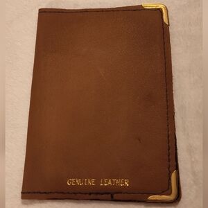 Brown Leather Wallet with Gold Accents